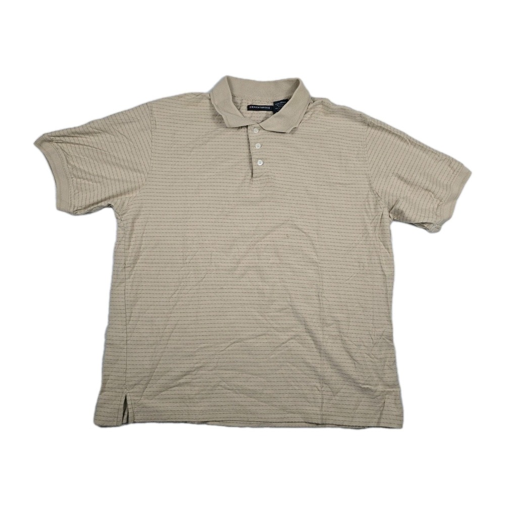 Knightsbridge Polo Shirt Men's Size Large Short Sleeve Tan‎ Striped